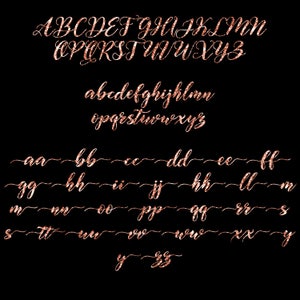 Rose Gold Font Clipart, Rose Gold Glitter Alphabet Clipart, Rose Gold ...