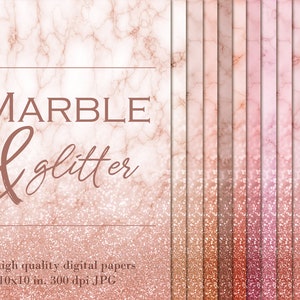 Blush Marmor und Glitzer Digitales Papier, MarmorPapier Clipart, Rosegold digitales Papier, Glitzer Tapete, Marmor Hintergrund, Ombre, JPG