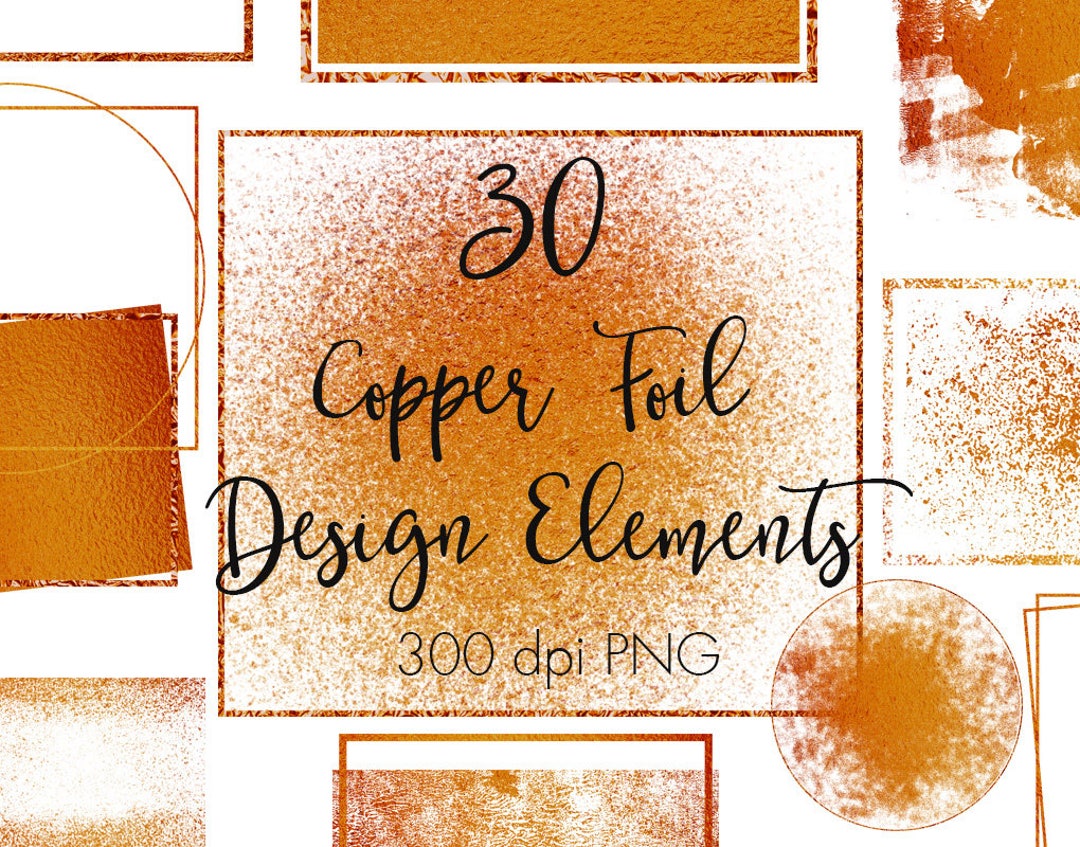 Copper Foil Design Elements, Copper Brush Strokes, Copper Circles