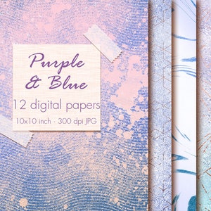 Grunge Texturen, Lila und Blau digitale Papiere, Digitales Papier Pack, Grunge digitales Papier Clipart, Glänzendes digitales Papier, Abstrakte Papiere