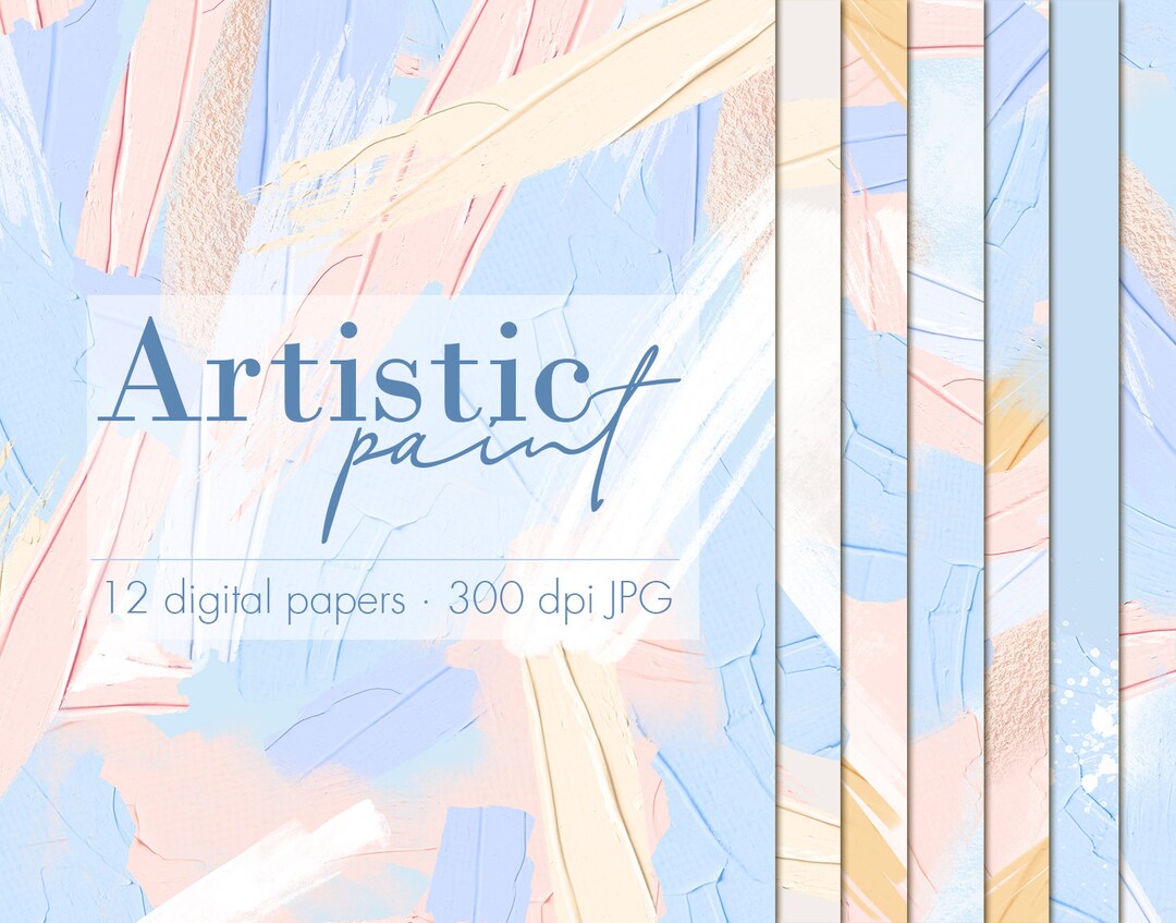 Pastel Tips Texture Pastel Paint Texture Digital Paper: Brush Strokes Clipart (digital ...