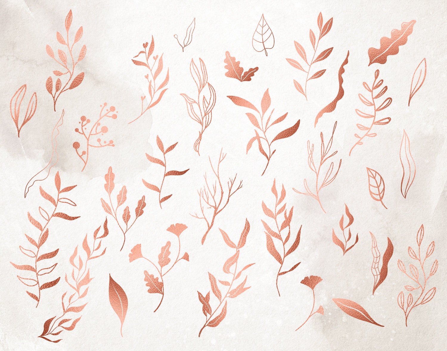 Rose Gold Leaves Clipart Rose Gold Design Elements Rose Gold - Etsy