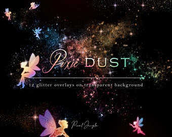 Rainbow pixie dust clipart, Glitter dust overlay, Stardust, Fairy dust, Magic dust, Rainbow dust, Confetti, Magic dust clipart, Stardust