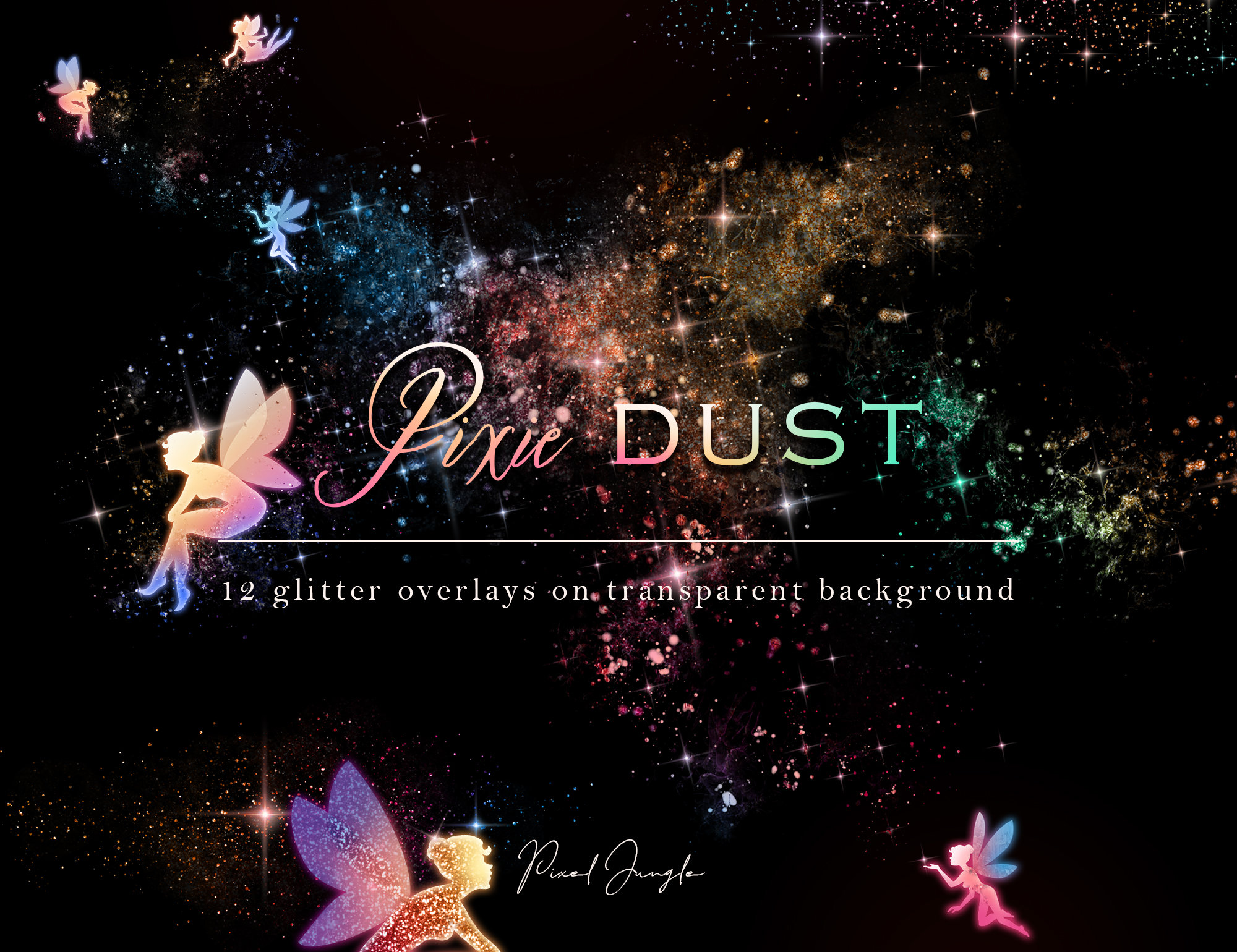 Magic Glow Dust Clipart, Rainbow Fairy Dust