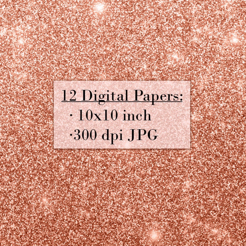 Buy 3 pay for 2, Rose gold glitter digital paper, Bokeh paper pack, Rose gold paper, Rose gold texture, Rose gold background, paper clipart image 2