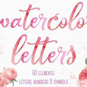 Buy 3 pay for 2, Pink watercolor alphabet clipart, Watercolor letters, Pink font clipart, Pink Letters clip art, Watercolor typography, png
