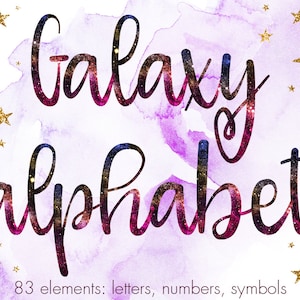 Galaxy alphabet clipart, Galactic font clipart, Cosmic letters clipart, Sparkly alphabet clip art, Galaxy letters clip art, PNG