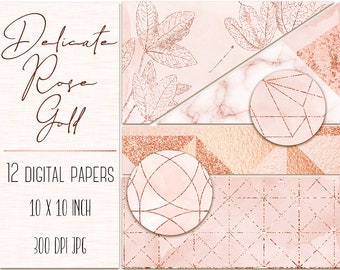 Rose gold paper pack, Rose gold digital paper clipart, Rose gold textures, Rose gold background, Rose gold wallpaper, Luxury textures