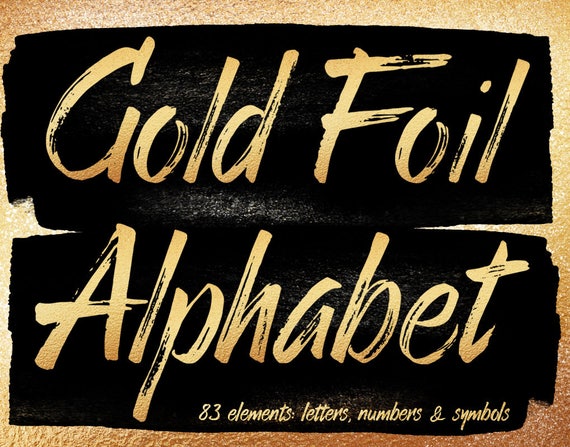 Gold Alphabet Clip Art, Gold Foil Alphabet, Gold Letters, Gold