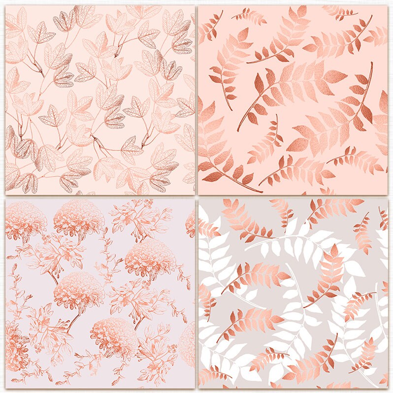 Seamless Floral Digital Paper Rose Gold Seamles Paper Etsy
