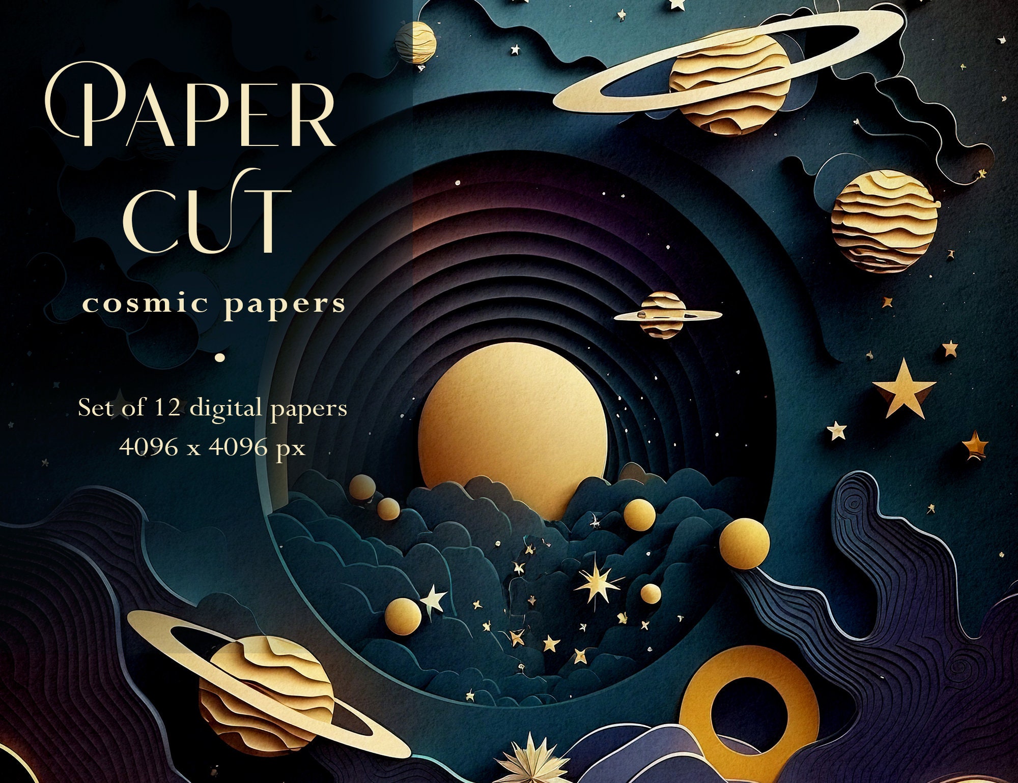 Cosmic Paper Cut Backgrounds, Galactic Paper Cut Designs, Cosmic