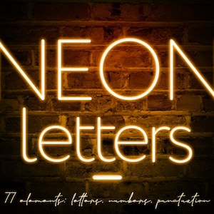 Neon alphabet clipart, Neon font, Neon letters clipart, Orange neon typography, Neon overlays, Orange letters clip art, Letter overlays, PNG