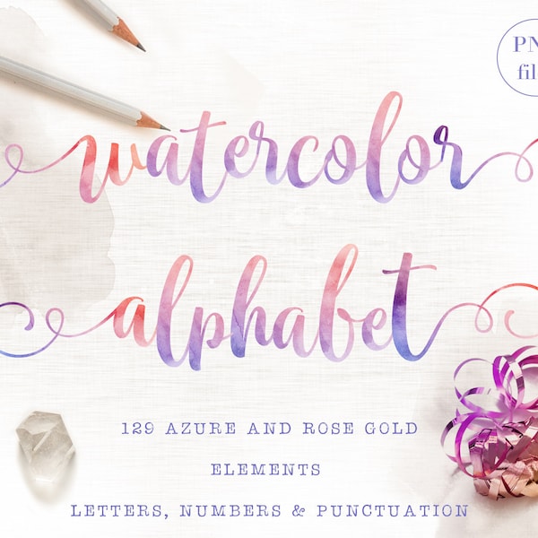 Watercolor letters clipart, Watercolor ombre alphabet clipart, Watercolor font clipart, Watercolor alphabet clip art, Decorative letters