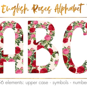 Bloemen alfabet clipart, Letters met bloemen, Bloemen letters, Bloem monogram, Digitaal alfabet, Clipart letters, Floral typografie