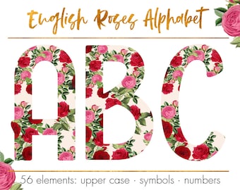Bloemen alfabet clipart, Letters met bloemen, Bloemen letters, Bloem monogram, Digitaal alfabet, Clipart letters, Floral typografie