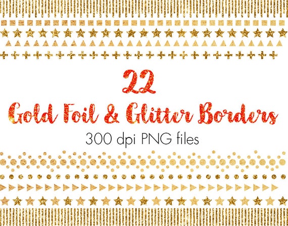Gold Confetti Borders Gold Glitter Borders Gold Foil | Etsy
