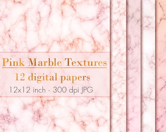 Pink Marble Texture Digital Paper Pack (12x12, 300dpi) (Digital Download)