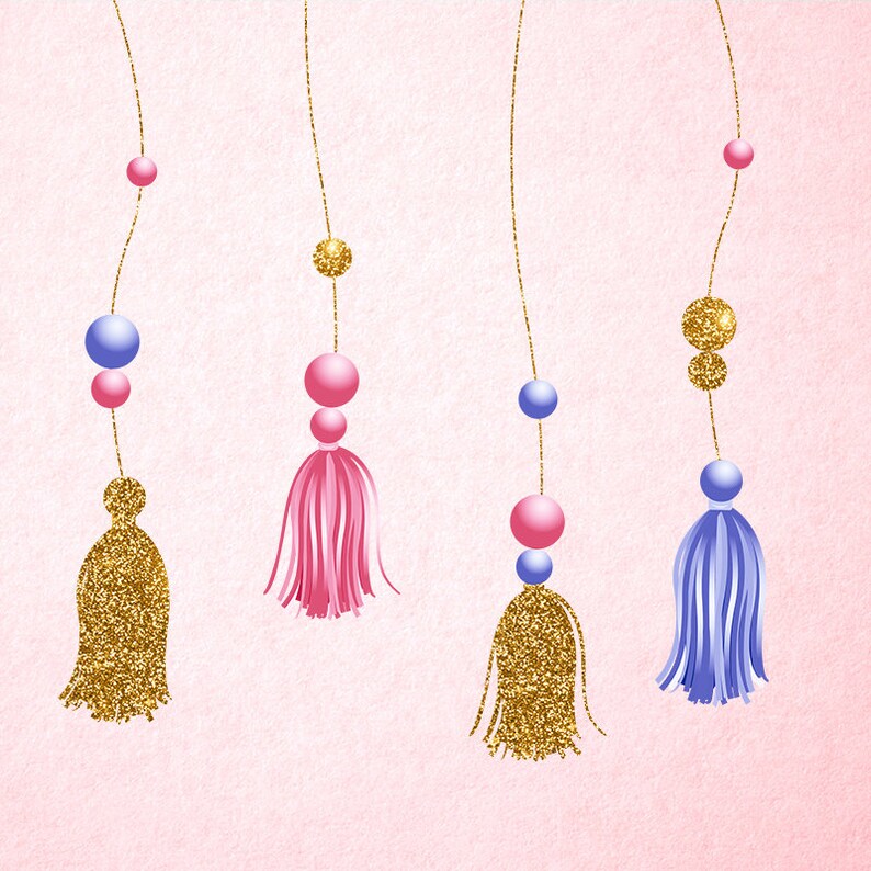 Gold Tassel Garlands Clipart String Tassel Garlands Clip Etsy