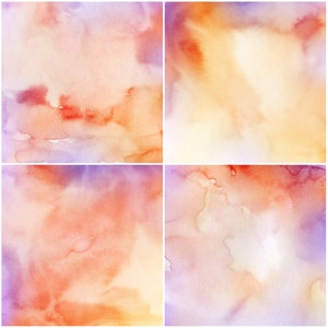 Sunset Watercolor Digital Paper, Watercolor Paint, Watercolor Textures ...