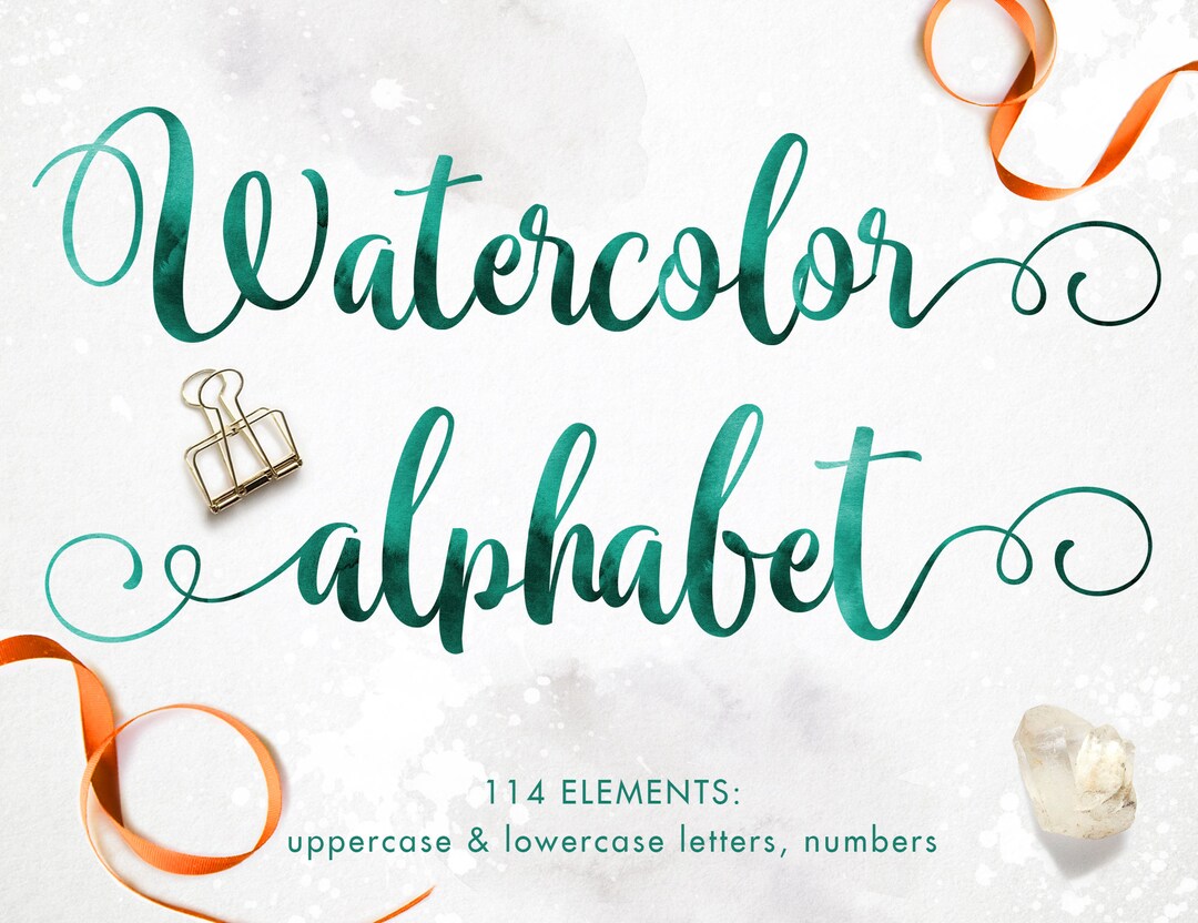 Buy 3 Pay for 2, Emerald Green Watercolor Alphabet Clipart, Watercolor ...