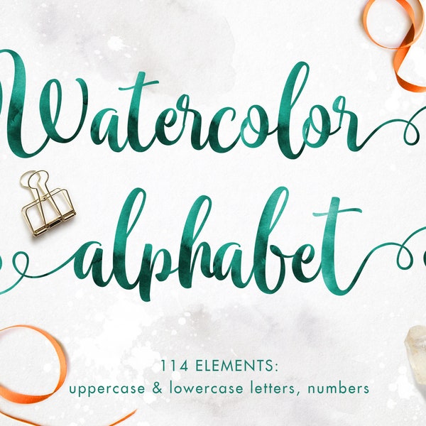 Buy 3 pay for 2, Emerald green watercolor alphabet clipart, Watercolor letters, Font clipart, Green Letters clip art, Green typography, PNG