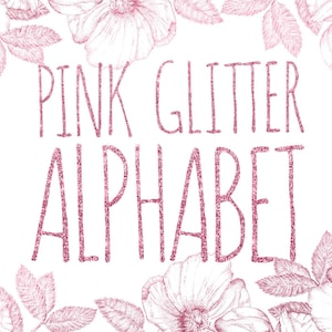Pink glitter alphabet, pink alphabet clipart, glitter letters, sparkly numbers, glitter font, pink wedding clipart, lettering clip art