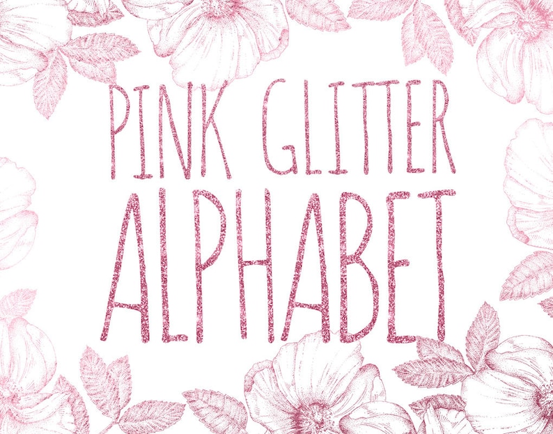 pink glitter alphabet pink alphabet clipart glitter letters etsy