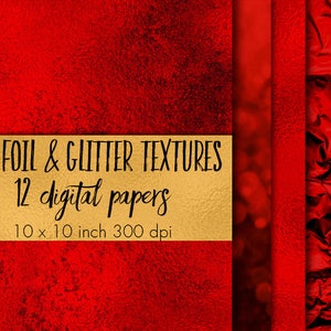 Compre 3 paga por 2, paquete de papel metálico rojo, patrones rojos, texturas rojas, fondos rojos, papel digital, brillo rojo, papel brillante Glamour