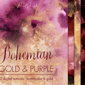 Carte digitali rosso bordeaux con lamina d'oro, Clipart digitale ad acquerello, Carta da parati ad acquerello, Sfondo acquerello, Texture pittura