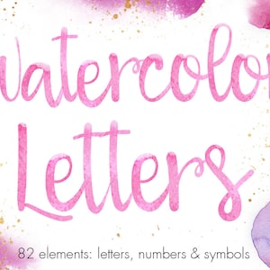 Buy 3 pay for 2, Pink watercolor alphabet clipart, Watercolor letters, Pink font clipart, Pink Letters clip art, Watercolor typography