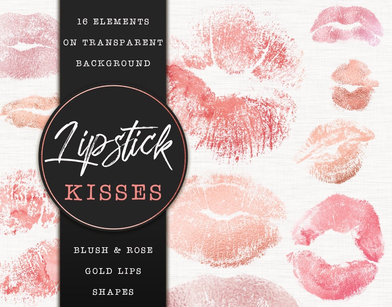 Rose Gold Lipstick Kisses Clipart Rose Gold Kisses Rose Gold | Etsy