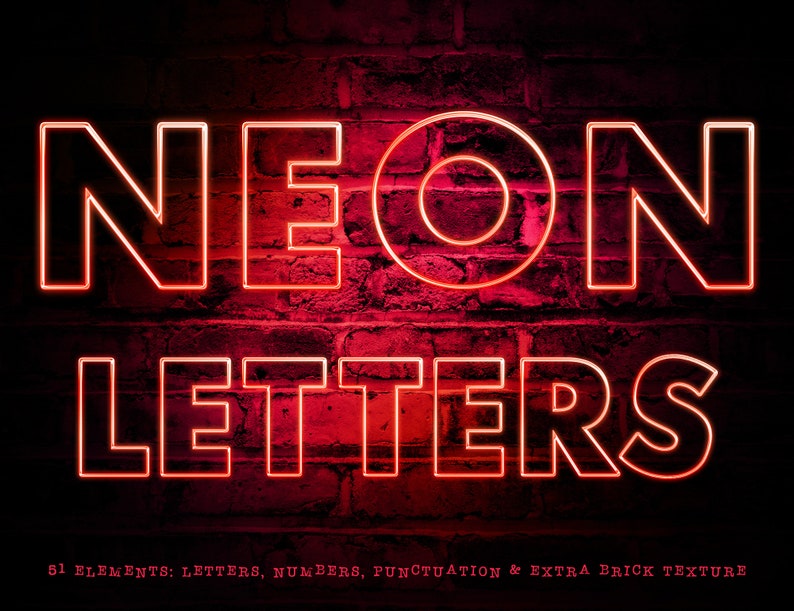 May include: Neon sign letters in a red and orange colour scheme against a brick wall background. The sign reads "NEON LETTERS".