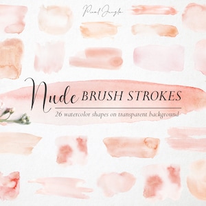 Blush watercolor shapes on transparent background, Watercolor design elements, Brush strokes clipart, Paint swatches, Logo, Transparent PNG