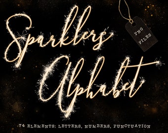Wunderkerzen Alphabet Clipart, Wunderkerzen Buchstaben Clipart, Wunderkerzen Schrift Clipart, Hochzeit Overlays, Jubiläum Clipart, alles Gute zum Geburtstag Buchstaben