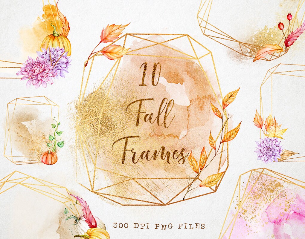 ゴールド クリスタル フレーム クリップアート、秋の葉、ゴールド多