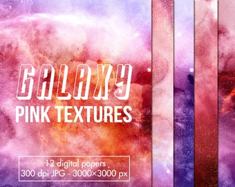 Watercolor Galaxy Digital Paper: Cosmic Backgrounds (Digital Download)
