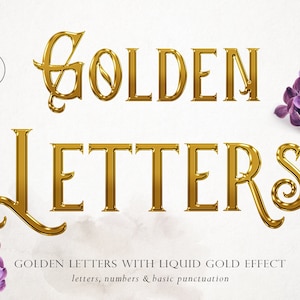 Flüssiges Gold Alphabet Clipart, Gold Buchstaben Überlagerungen, Flüssige Buchstaben, Goldfolie Alphabet ClipArt, Gold Schrift Clipart, PNG Buchstaben Überlagerungen