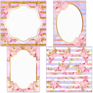 Digital Papers With Frames, 5x7, Floral Digital Paper Clipart ...