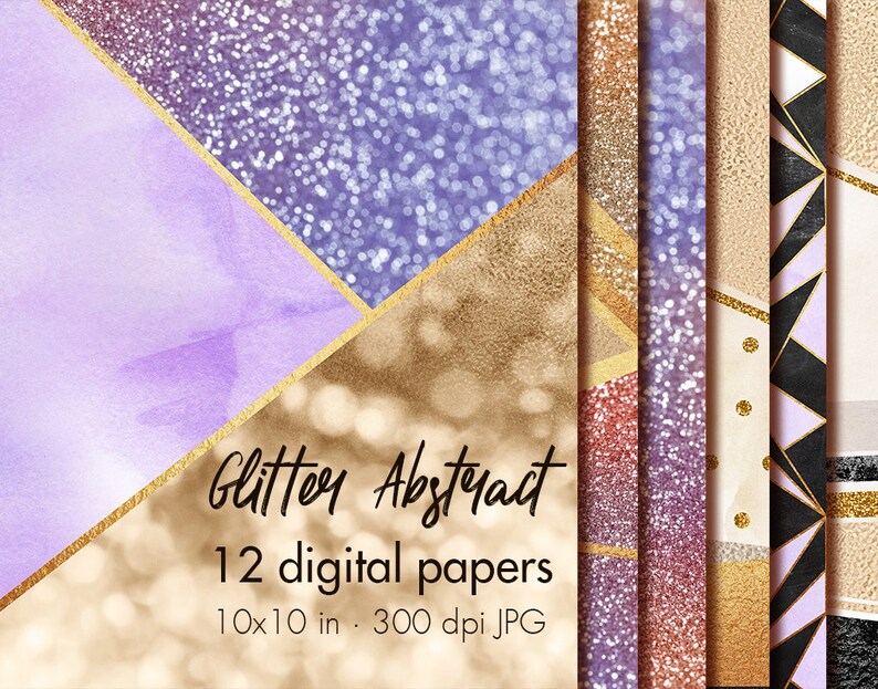 Glitter Digital Paper Clipart Metallic Digital Papers - Etsy