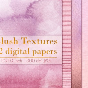 Blush digital papers, Pink digital paper pack, Blush textures, Blush background, Blush wallpaper, Blush watercolor, Blush glitter clipart