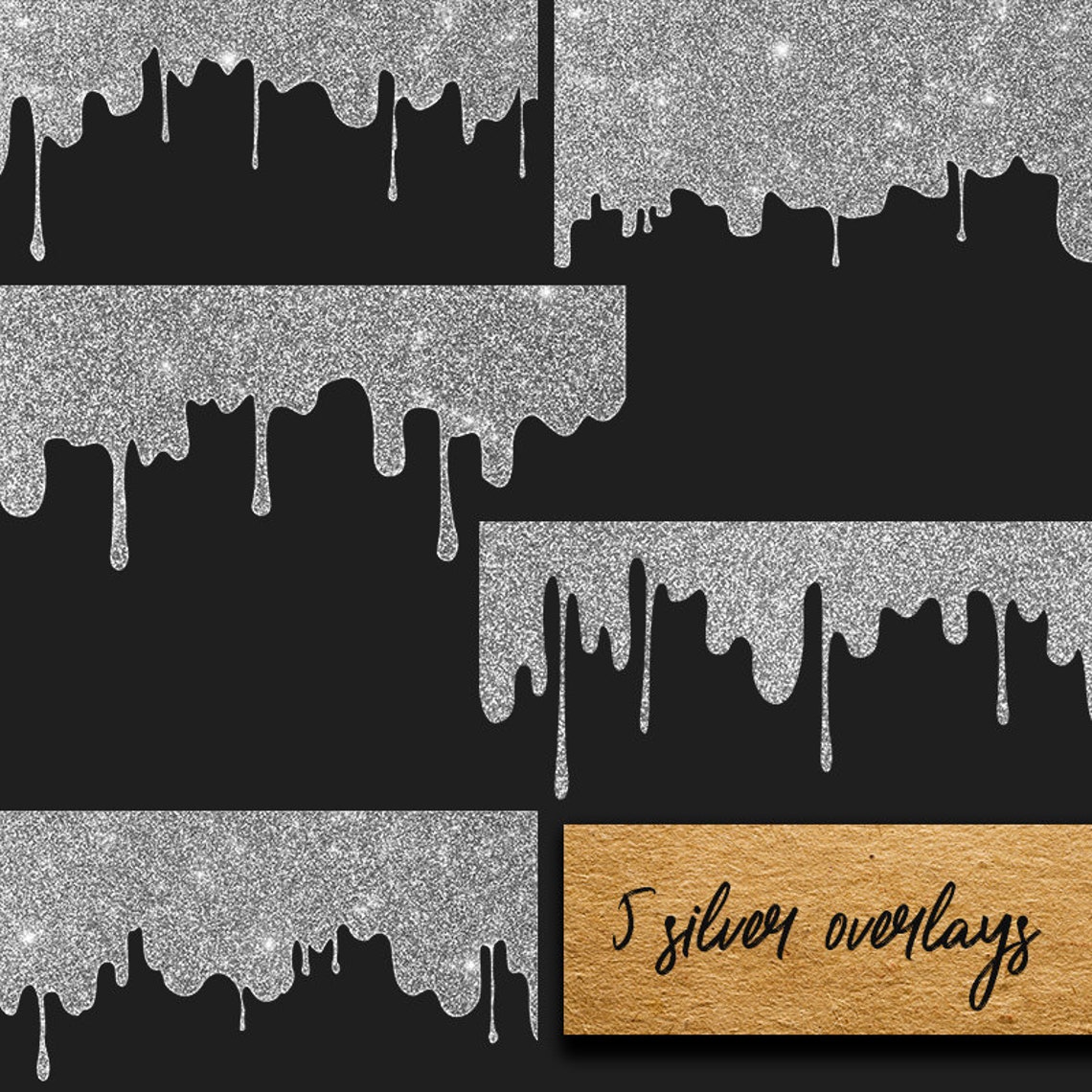 Glitter Topping Digital Overlays Gold Overlay Clipart Silver Etsy