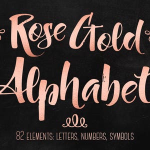 Rose gold alphabet, Rose gold foil alphabet, Rose gold letters, rose gold numbers, symbols, Rose gold font, Rose gold wedding clipart