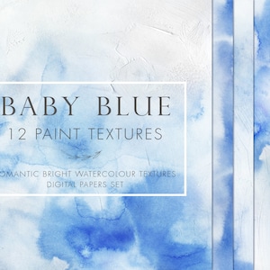 Blue watercolor ombre digital papers, Watercolor wallpaper, Paper pack, Watercolor background, Blue watercolor textures, Paint textures, JPG
