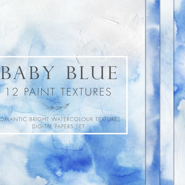 Blue watercolor ombre digital papers, Watercolor wallpaper, Paper pack, Watercolor background, Blue watercolor textures, Paint textures, JPG