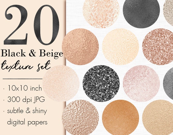 Metallic Texture Set Black Textures Clipart Beige Digital Etsy