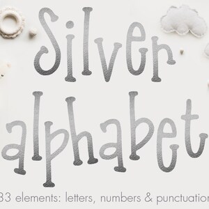 Silver alphabet clipart, Silver font clipart, Silver foil alphabet clip art, Silver letters clipart, Wedding clipart, Silver clipart