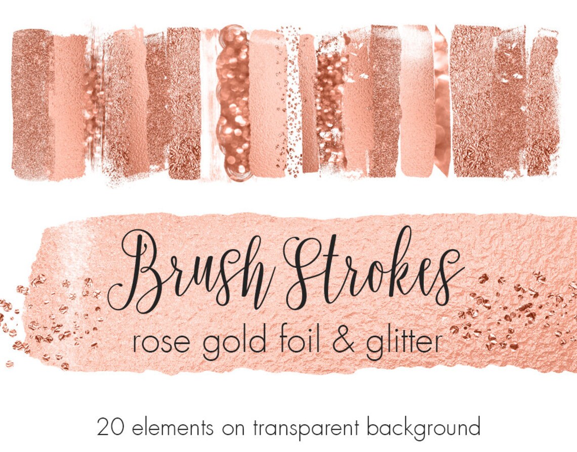 Rose Gold Glitter Brush Strokes: Foil Clipart (digital Download) - Etsy