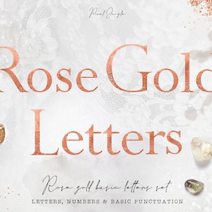 Clipart del alfabeto de oro rosa, clipart de fuente de oro rosa, letras de oro rosa, letras metálicas de oro rosa, tipografía de oro rosa, letras decorativas