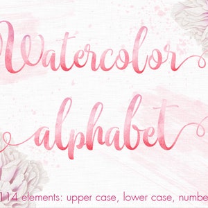 Buy 3 pay for 2, Pink watercolor alphabet clipart, Watercolor letters, Pink font clipart, Pink Letters clip art, Pink typography, png