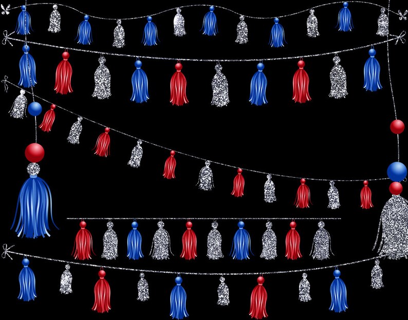Bunting Tassel Garlands Clipart String Tassel Garlands Clip Etsy